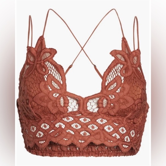 Free People One Adella Lace Crochet Bralette in Copper Women's - Picture 3 of 10